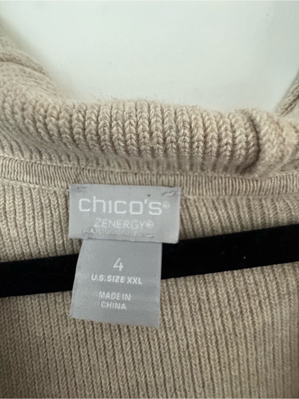 Chico's Beige Hooded Open-Front Cardigan - Picture 3 of 4
